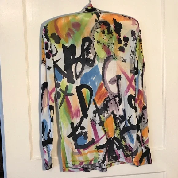 Krimson Klover Multicolor Graphic Long Sleeve Tee Size Medium Base Layer - Picture 3 of 8